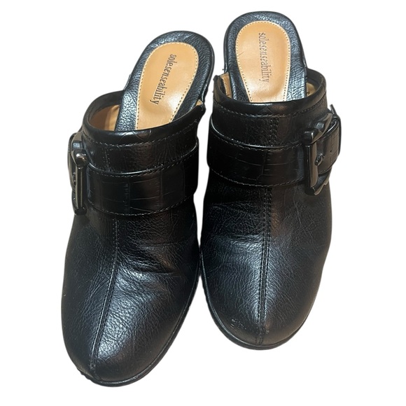 Sole Sensibility Women’s Size 7.5 Black Leather Women's Mules - Picture 2 of 10